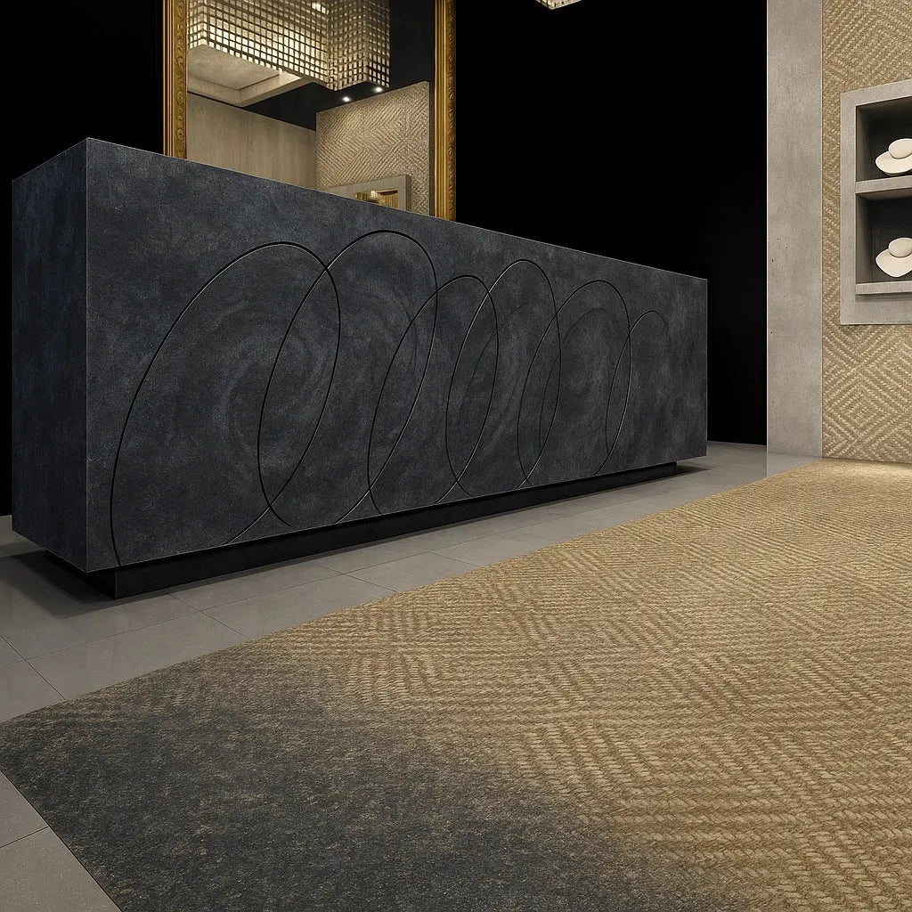 CONCREO® Faux Concrete Decorative Panels - Dark Old Looking in reception interior Decormania eu