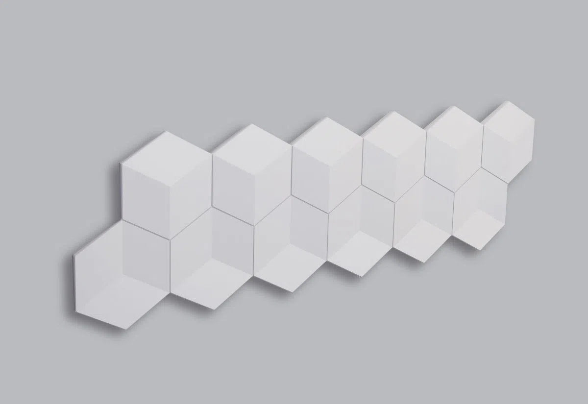 CUBE 3D Polyurethane Wall Art Panel on grey background DecorMania.eu