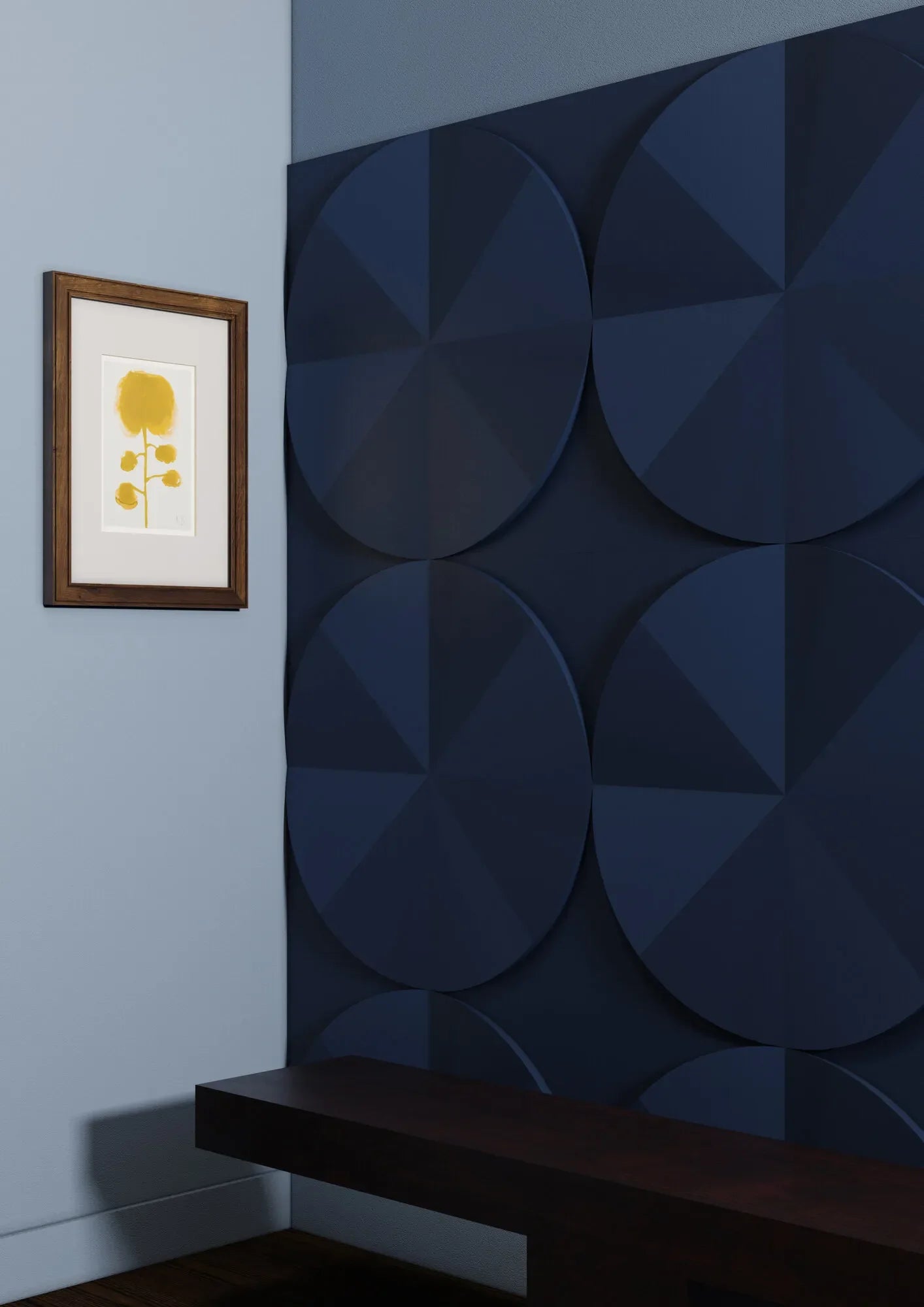 CURVE 3D Polyurethane Wall Art Panel  deep blue accent wall Decormania.eu