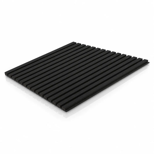 60 x 60 cm Charcoal acoustic slat panel on white background