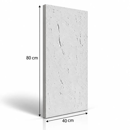 Panneau mural en plâtre effet béton de 80 cm sur 40 cm sur fond blanc