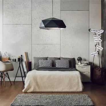 Concrete Wall Panel INTERIOR - 100 x 50 cm in a cozy bedroom  | DecorMania eu
