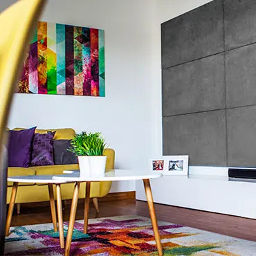 Concrete Wall Panel INTERIOR - 120 x 60 cm - in a modern living room | DecorMania