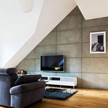 Concrete Wall Panel INTERIOR - 100 x 50 cm in a stylish living room | DecorMania eu