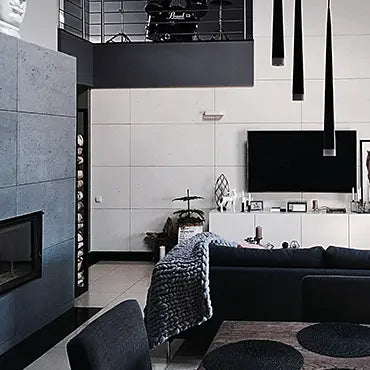 Concrete Wall Panel INTERIOR - 150 x 75 cm in a modern living room | DecorMania eu