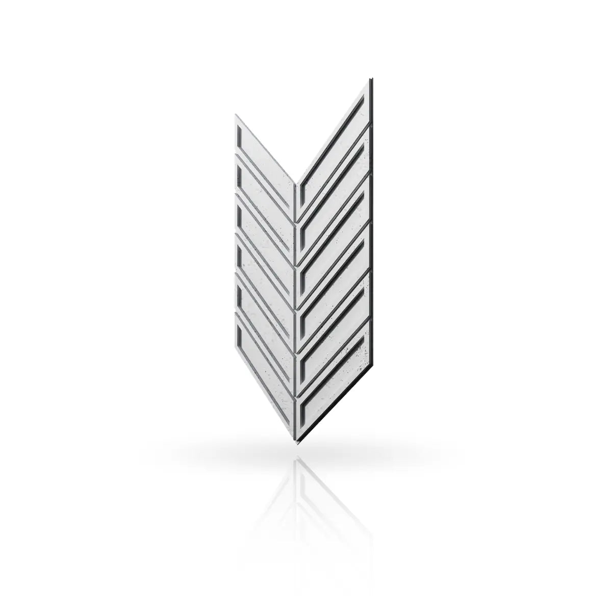 Concrete Cladding HERRINGBONE BOLD Wall Panels Silver B0 colour on white background DecorMania.eu