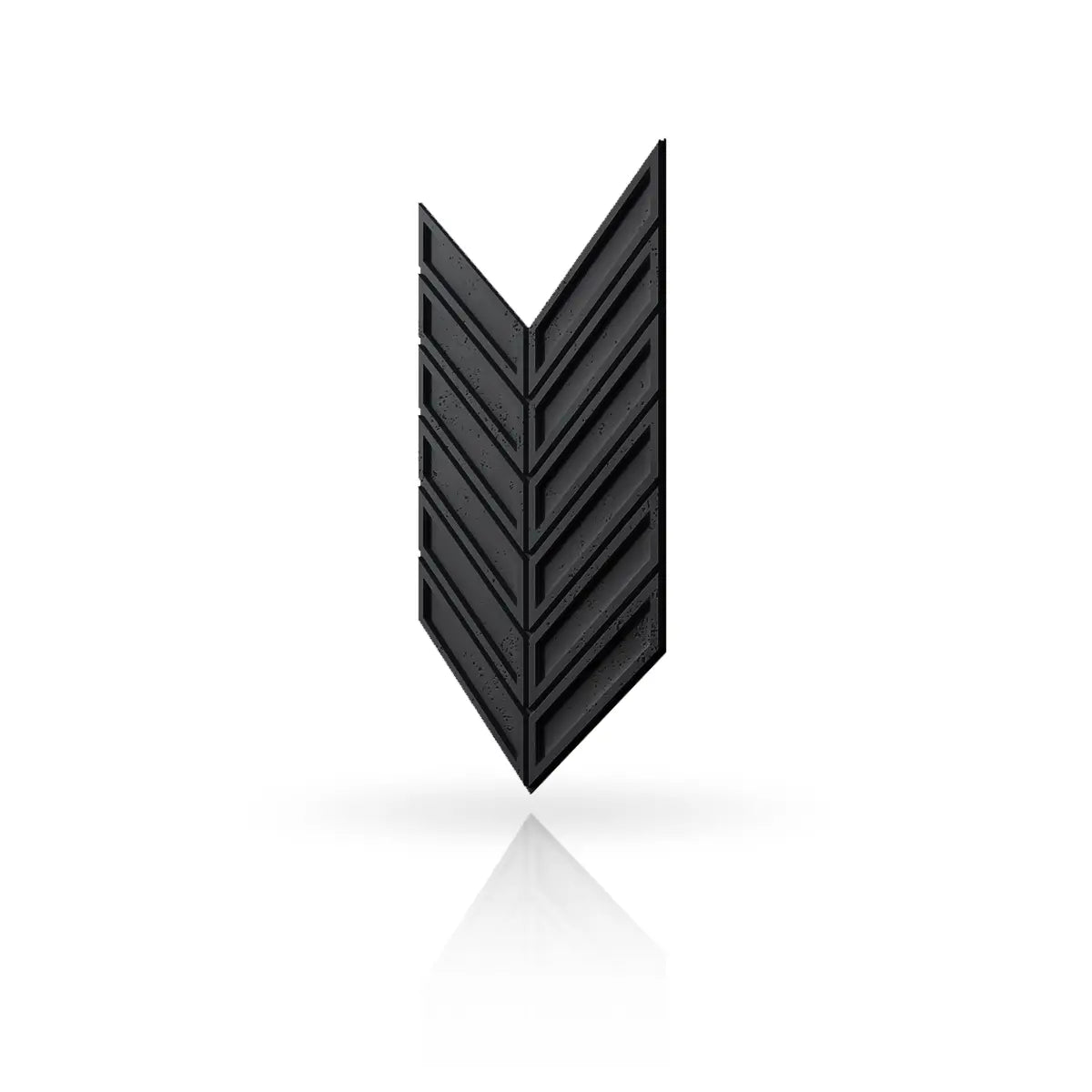 Concrete Cladding HERRINGBONE BOLD Wall Panels B15 Black colour on white background DecorMania.eu