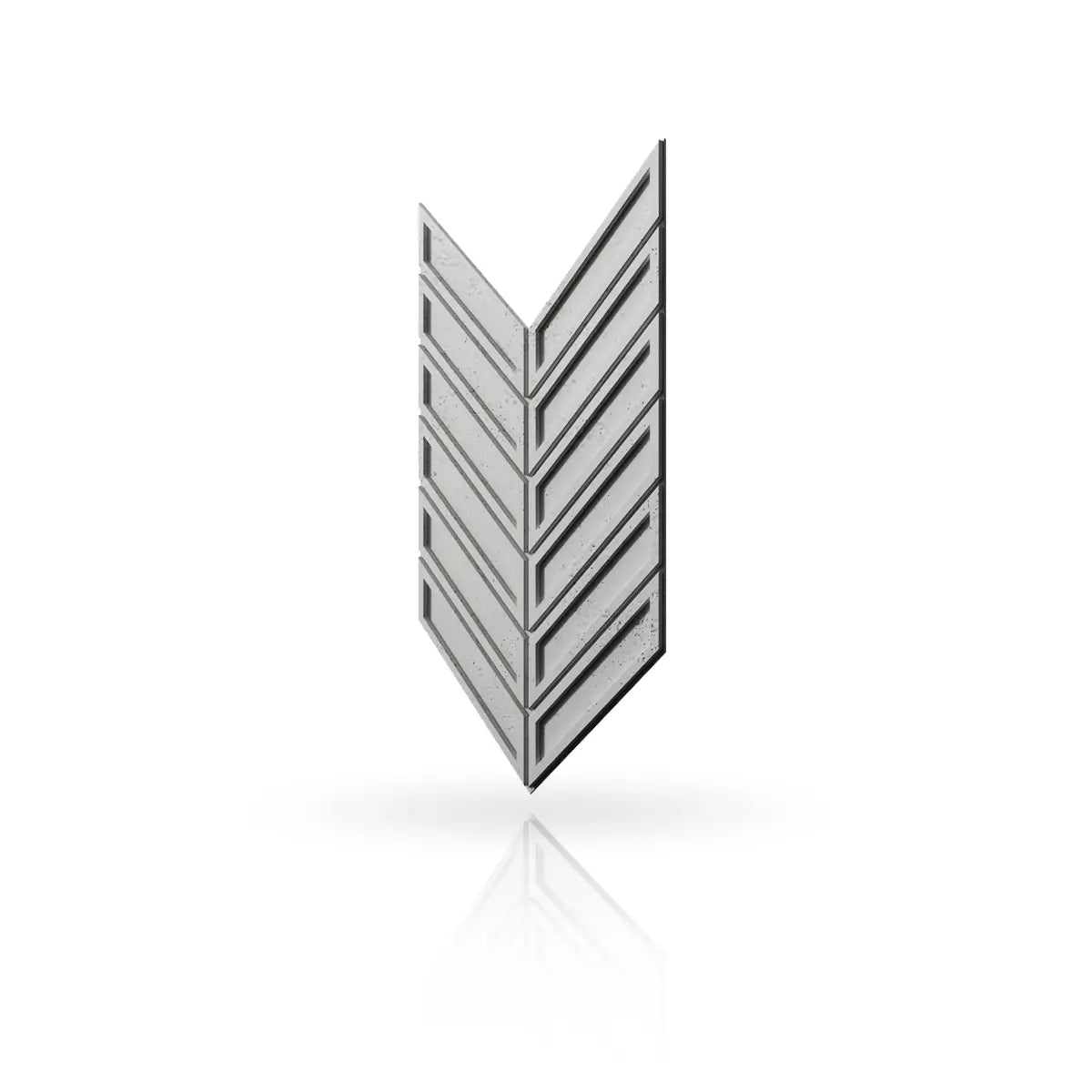 Concrete Cladding HERRINGBONE BOLD Wall Panels Grey S51 colour on white background DecorMania.eu