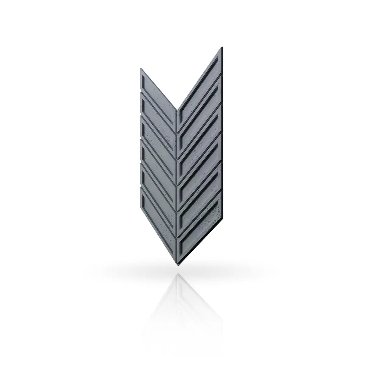 Concrete Cladding HERRINGBONE BOLD Wall Panels Dark Grey S96 colour on white background DecorMania.eu