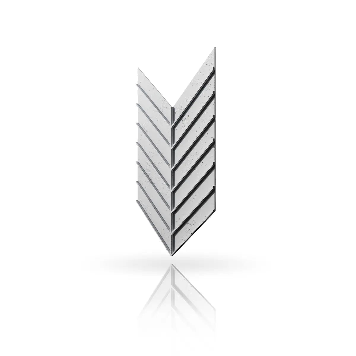 Concrete Cladding HERRINGBONE L REVERS Wall Panels Light Grey B1 colour on white background DecorMania.eu
