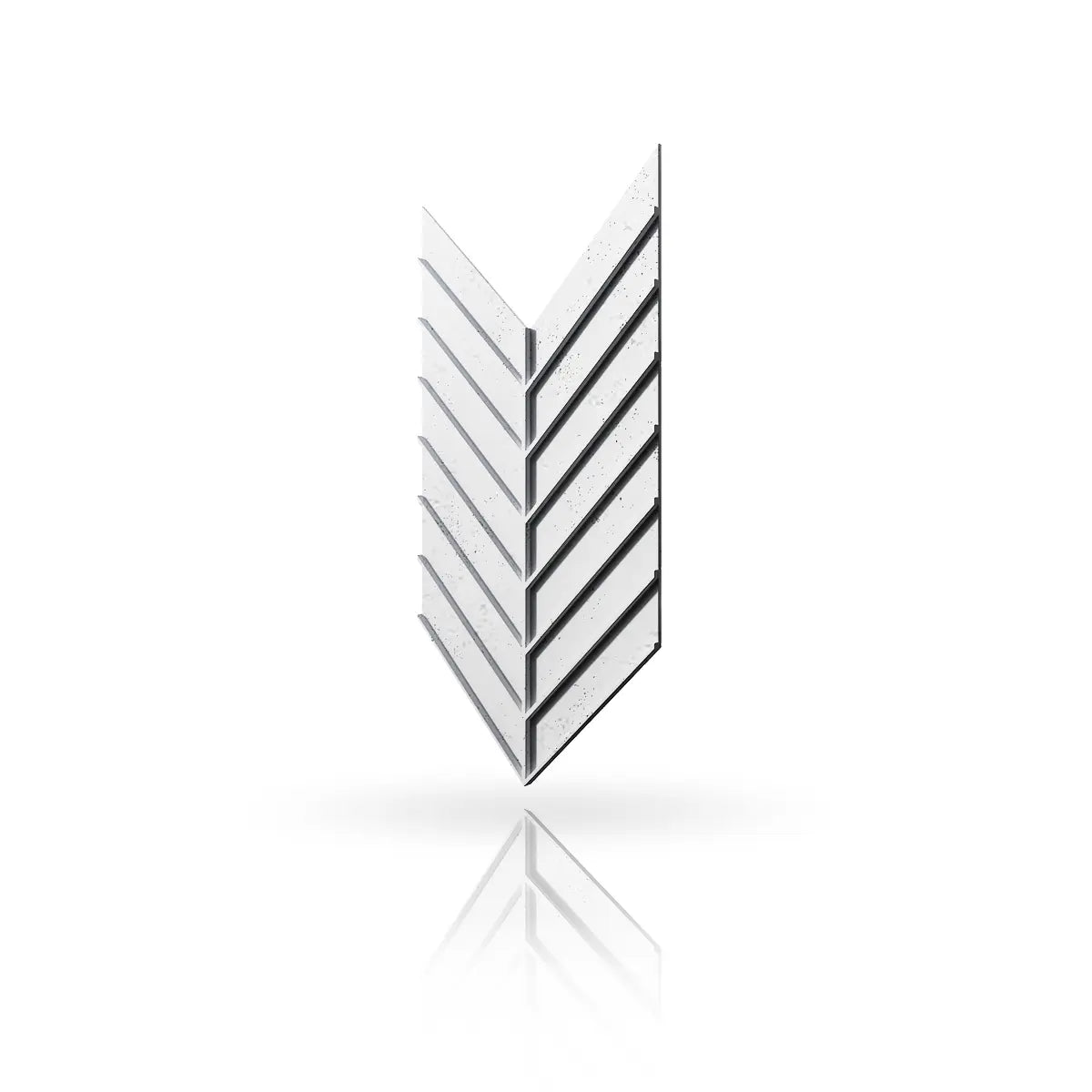 Concrete Cladding HERRINGBONE L REVERS Wall Panels White BS colour on white background DecorMania.eu