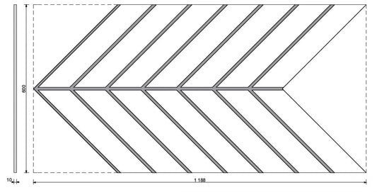 Concrete Cladding HERRINGBONE L REVERS Wall Panels measurements DecorMania.eu
