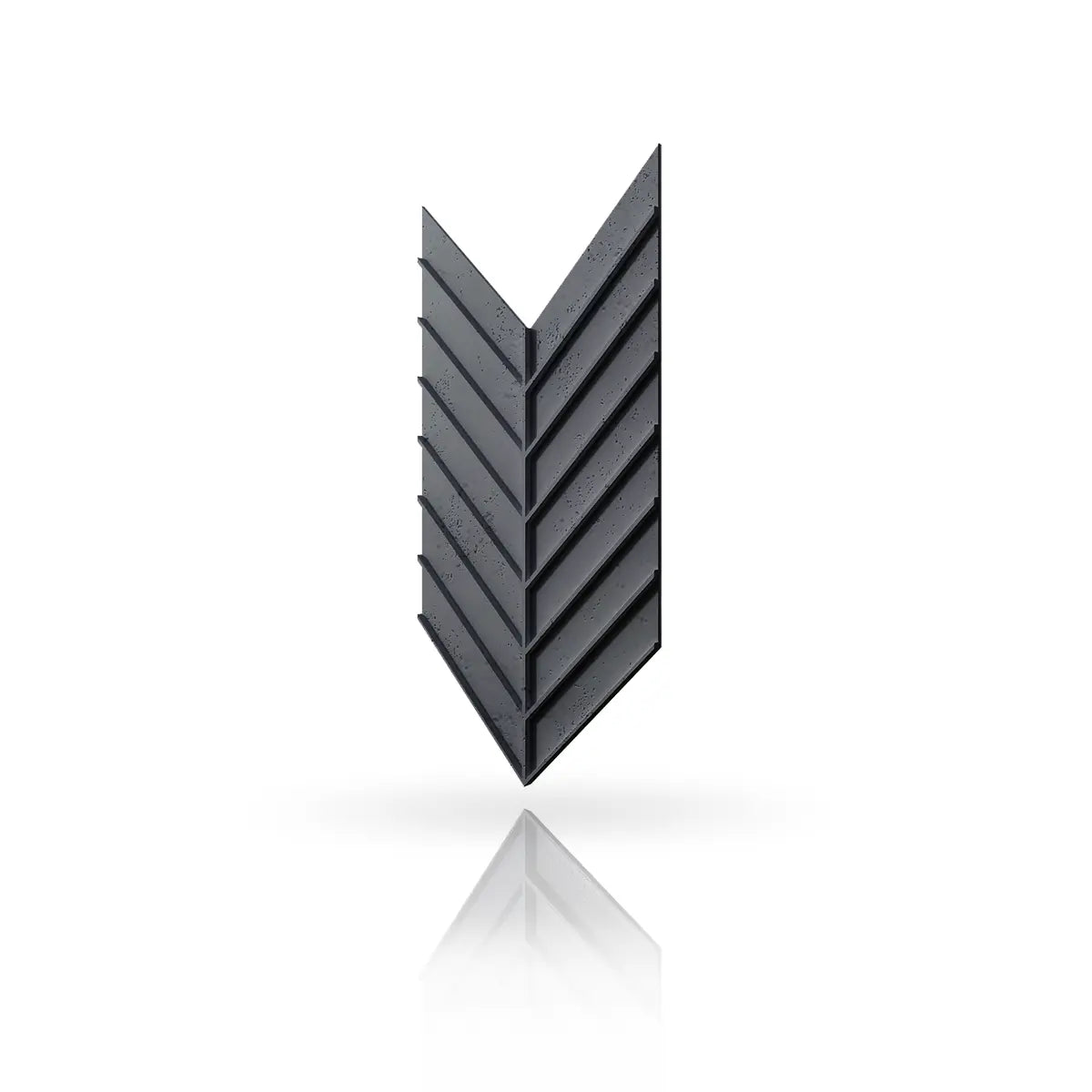 Concrete Cladding HERRINGBONE L REVERS Wall Panels Anthracite B8 colour on white background DecorMania.eu
