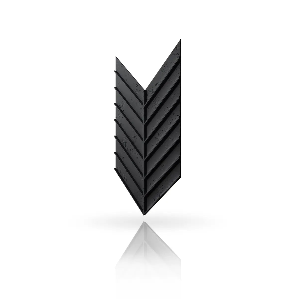 Concrete Cladding HERRINGBONE L REVERS Wall Panels Black B15 colour on white background DecorMania.eu