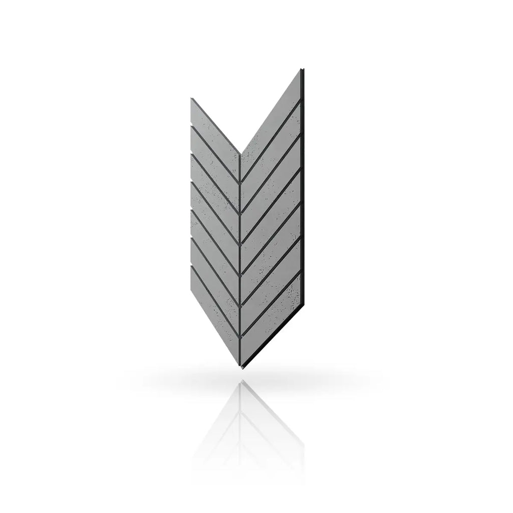 Concrete Cladding HERRINGBONE L Wall Panels on white background DecorMania.eu