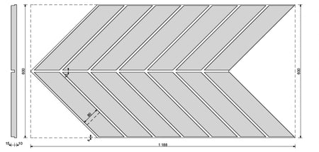 Concrete Cladding HERRINGBONE L Wall Panels dimensions DecorMania.eu
