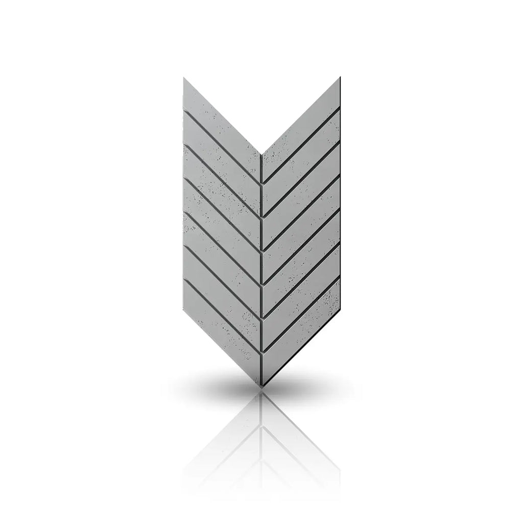 Concrete Cladding HERRINGBONE L Wall Panels front viev on white background DecorMania.eu