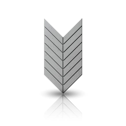 Concrete Cladding HERRINGBONE L Wall Panels front viev on white background DecorMania.eu
