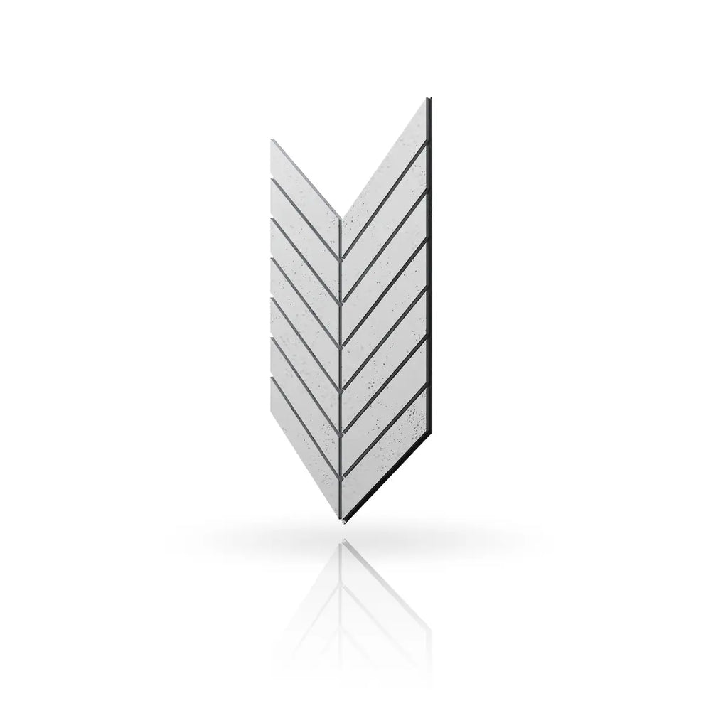 Concrete Cladding HERRINGBONE L Wall Panels Light Grey B1 colour on white background DecorMania.eu