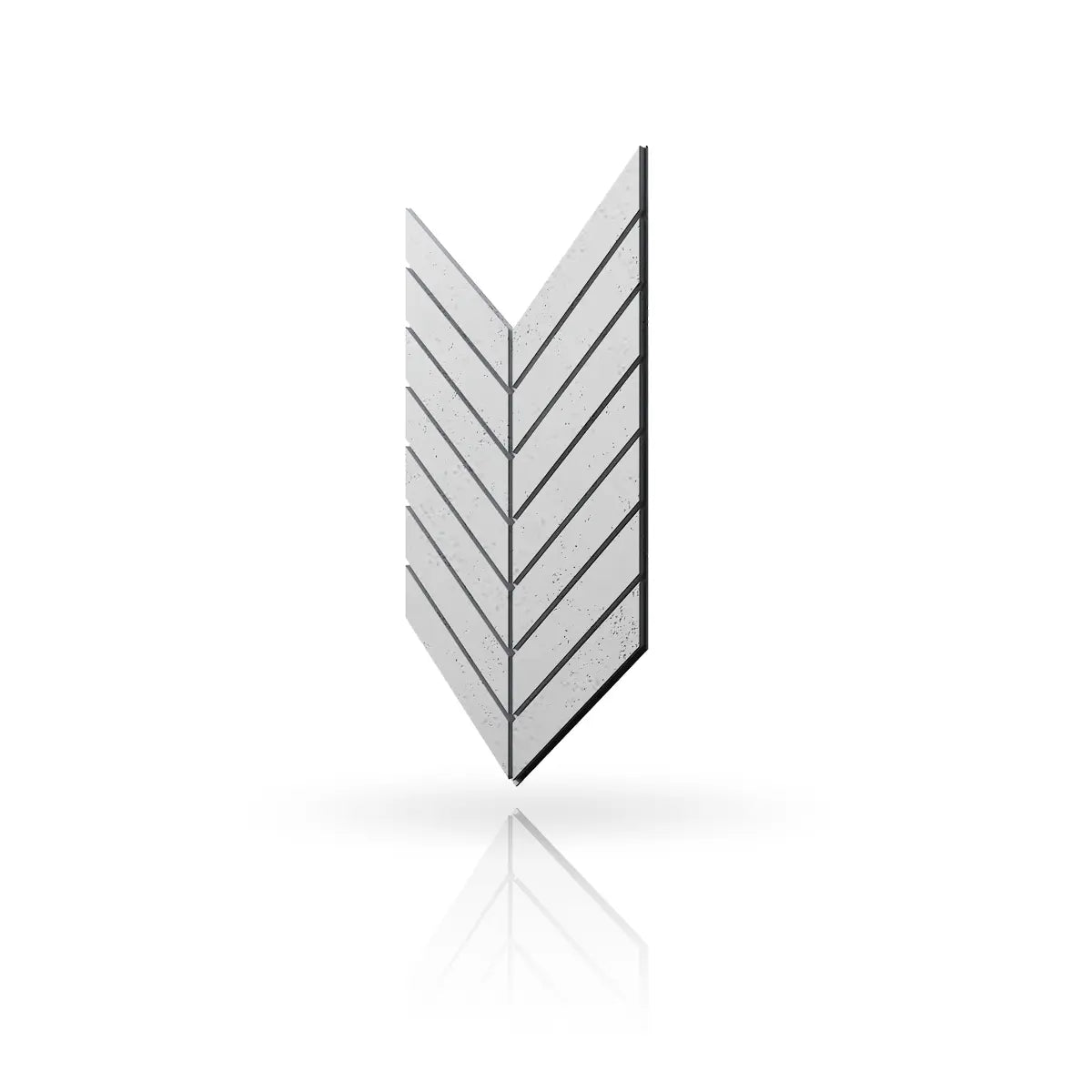 Concrete Cladding HERRINGBONE L Wall Panels Light Grey B1 colour on white background DecorMania.eu
