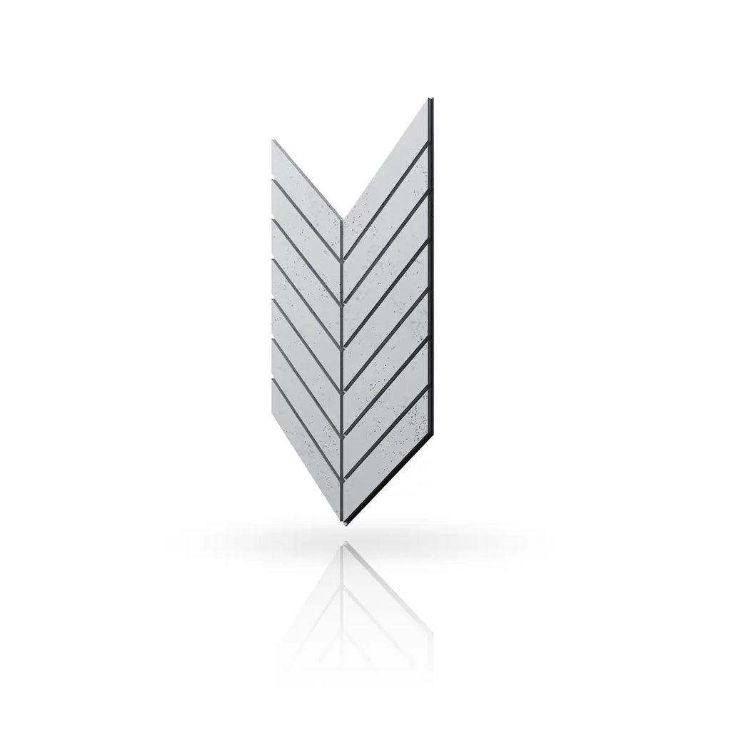Concrete Cladding HERRINGBONE L Wall Panels Natural S50 colour on white background DecorMania.eu