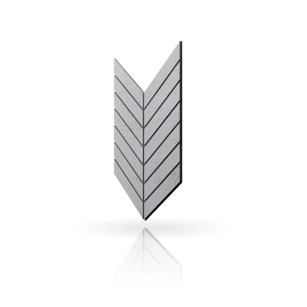 Concrete Cladding HERRINGBONE L Wall Panels Natural Dark S95 colour on white background DecorMania.eu