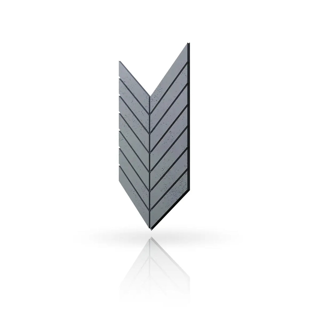 Concrete Cladding HERRINGBONE L Wall Panels Dark Grey S96 colour on white background DecorMania.eu
