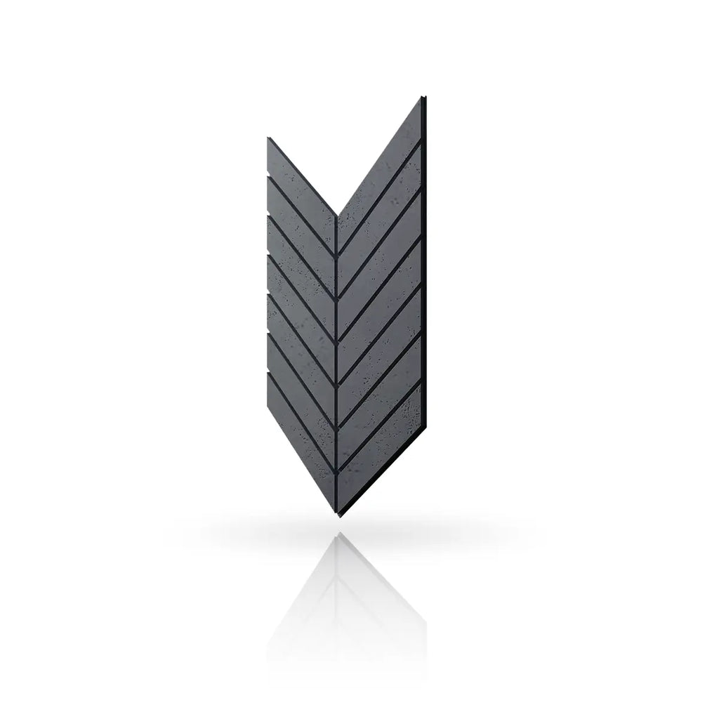 Concrete Cladding HERRINGBONE L Wall Panels Antracite B8 colour on white background DecorMania.eu