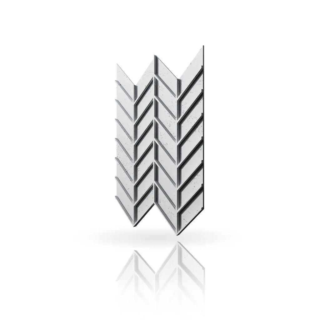Concrete Cladding HERRINGBONE M REVERS Wall Panels Silver B0 colour on white background DecorMania.eu