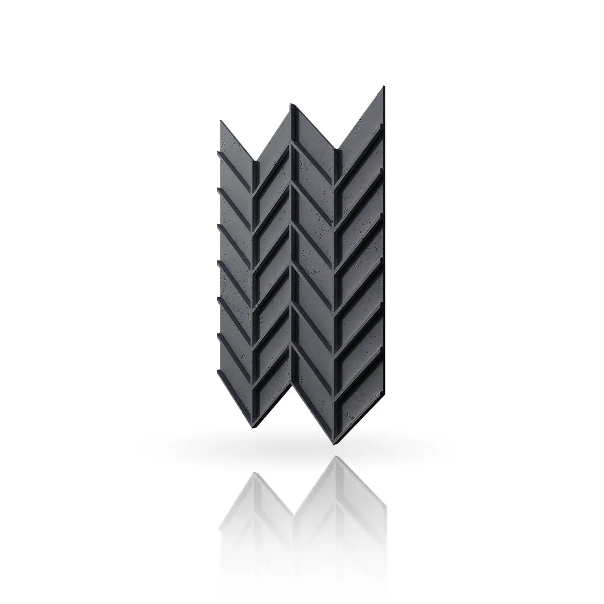 Concrete Cladding HERRINGBONE M REVERS Wall Panels Anthracite B8 colour on white background DecorMania.eu