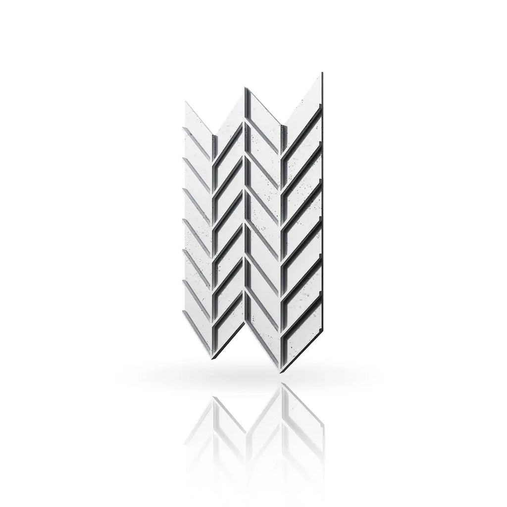 Concrete Cladding HERRINGBONE M REVERS Wall Panels White BS colour on white background DecorMania.eu
