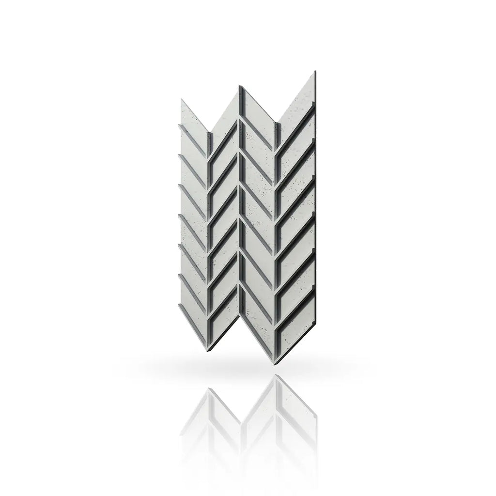 Concrete Cladding HERRINGBONE M REVERS Wall Panels KS Beige colour on white background DecorMania.eu