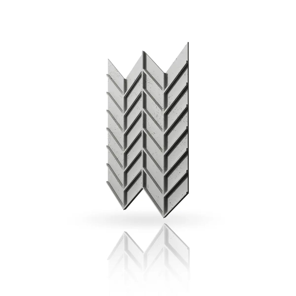Concrete Cladding HERRINGBONE M REVERS Wall Panels Grey S51 colour on white background DecorMania.eu