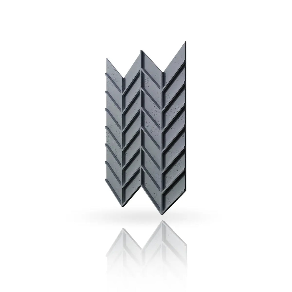 Concrete Cladding HERRINGBONE M REVERS Wall Panels Dark Grey S96 colour on white background DecorMania.eu