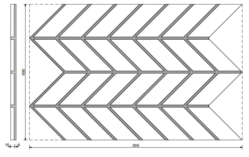 Concrete Cladding HERRINGBONE M REVERS Wall Panels dimensions DecorMania.eu