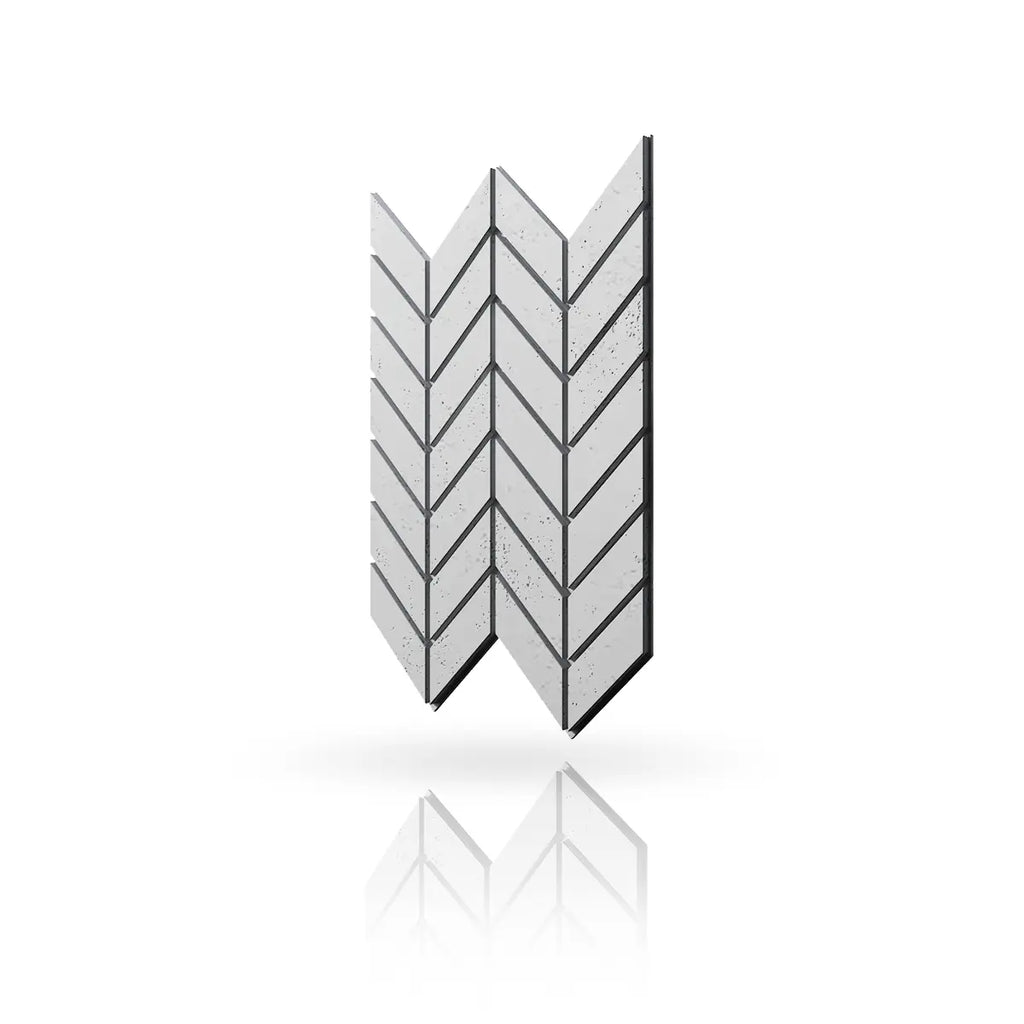 Concrete Cladding HERRINGBONE M Wall Panels Light Grey B1 colour on white background DecorMania.eu