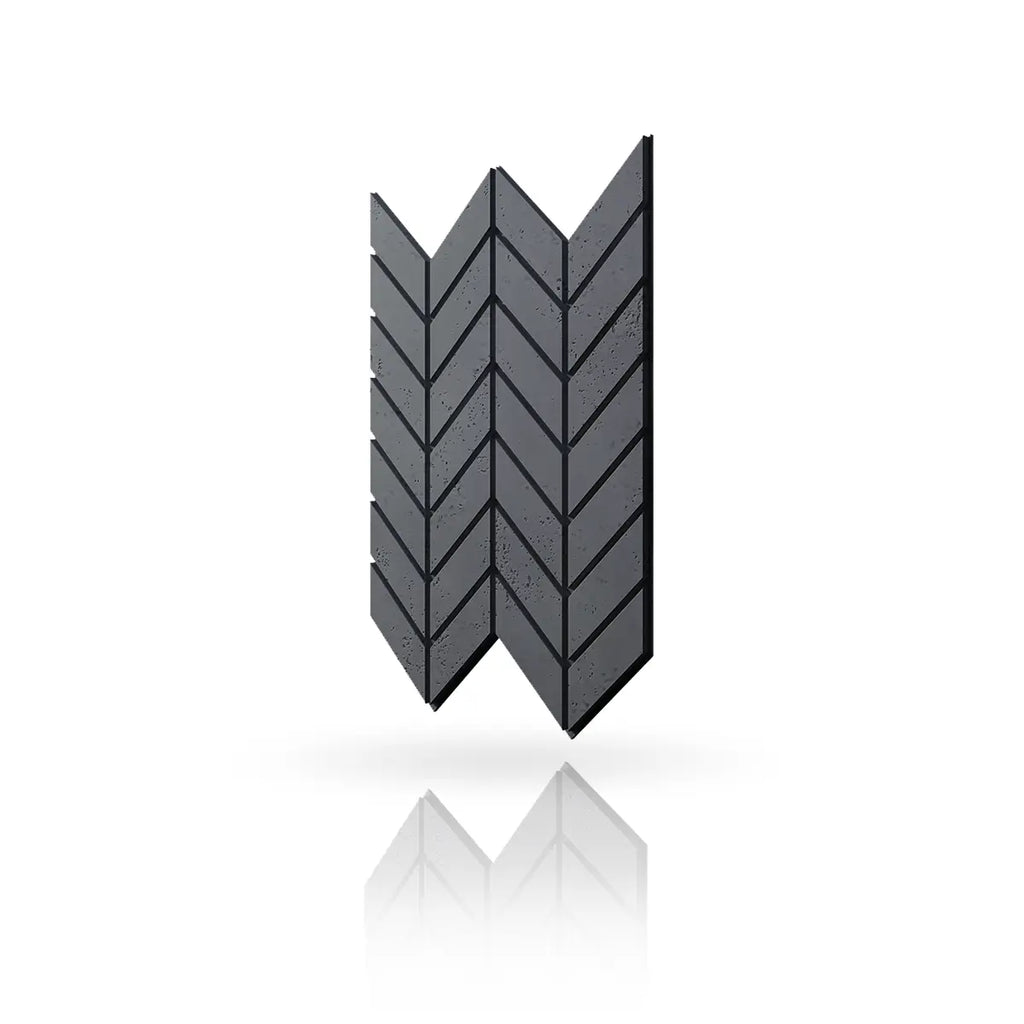 Concrete Cladding HERRINGBONE M Wall Panels Anthracite B8 colour on white background DecorMania.eu