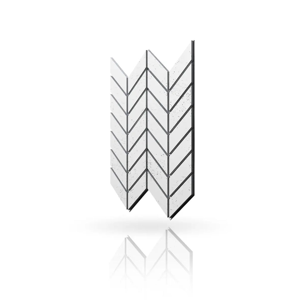 Concrete Cladding HERRINGBONE M Wall Panels White BS colour on white background DecorMania.eu