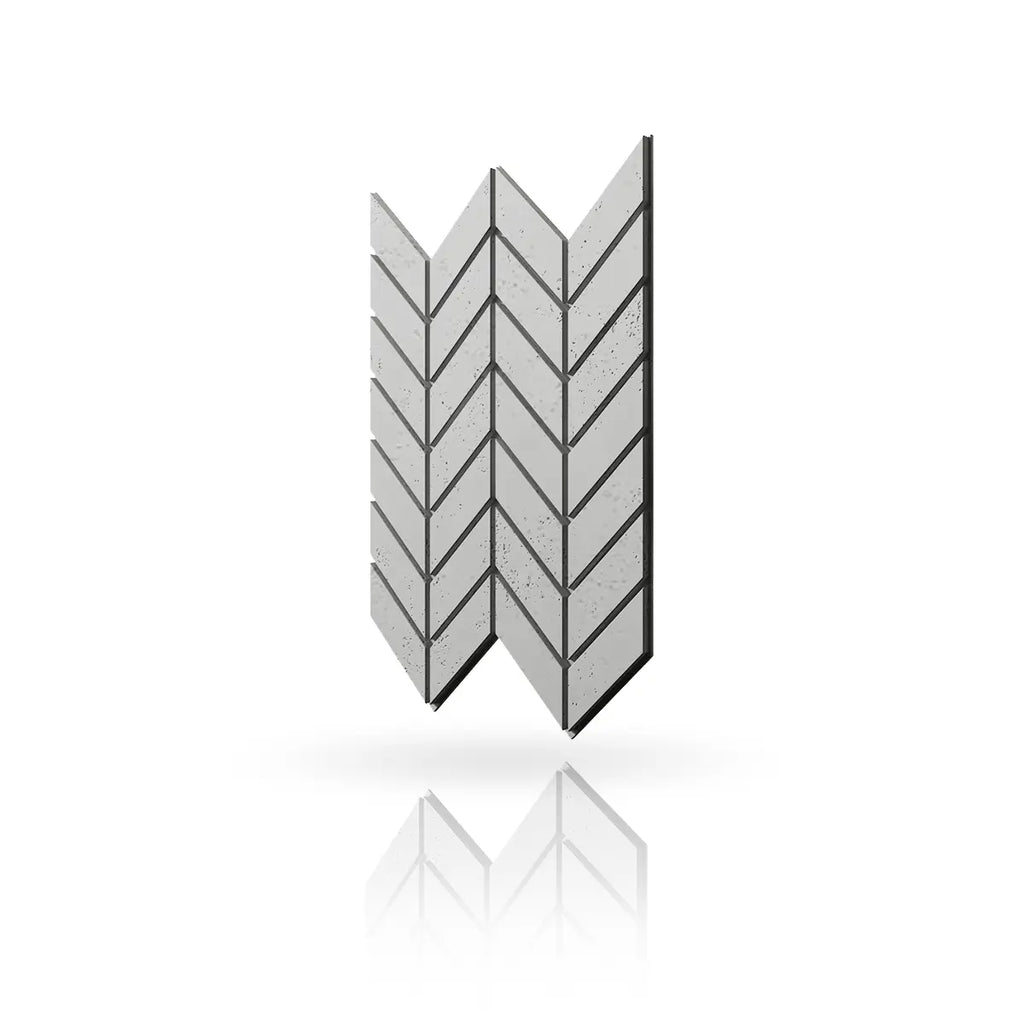 Concrete Cladding HERRINGBONE M Wall Panels Grey S51 colour on white background DecorMania.eu