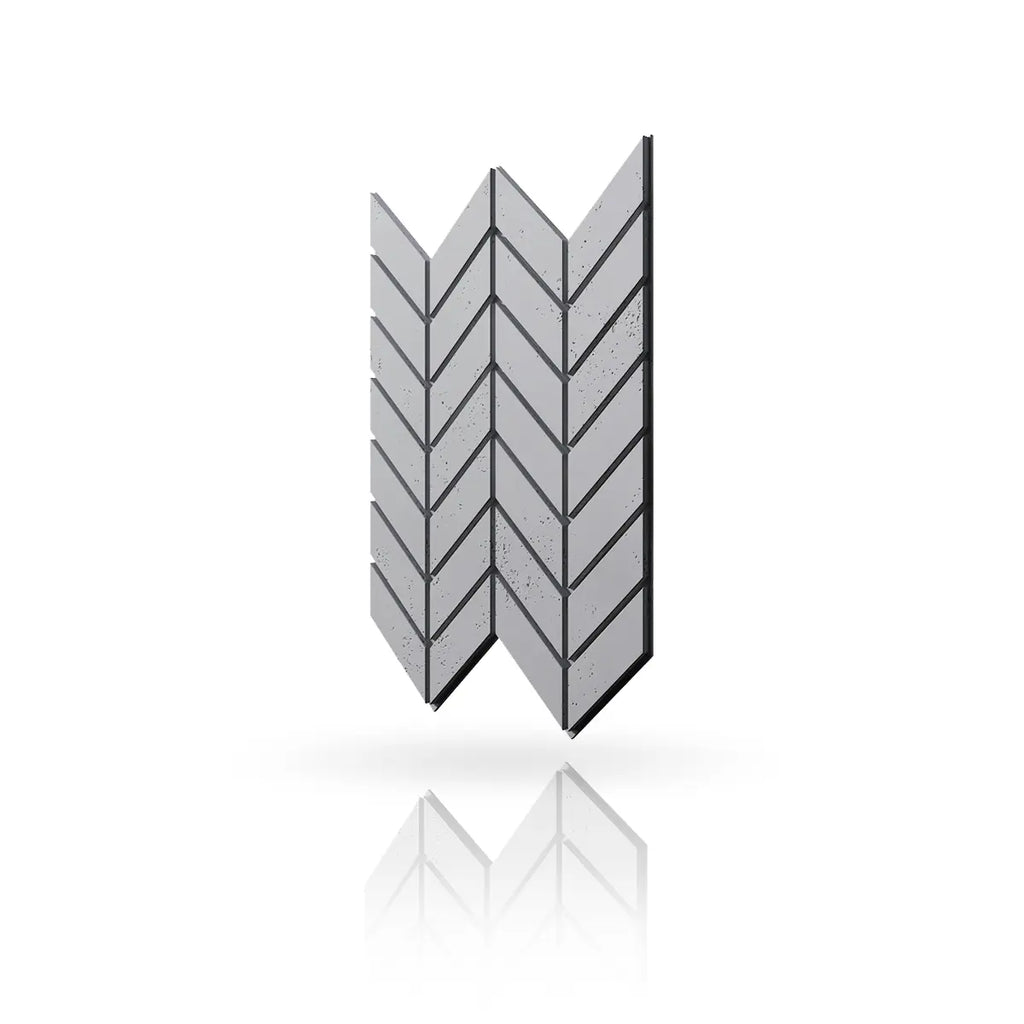 Concrete Cladding HERRINGBONE M Wall Panels Natural Dark S95 colour on white background DecorMania.eu