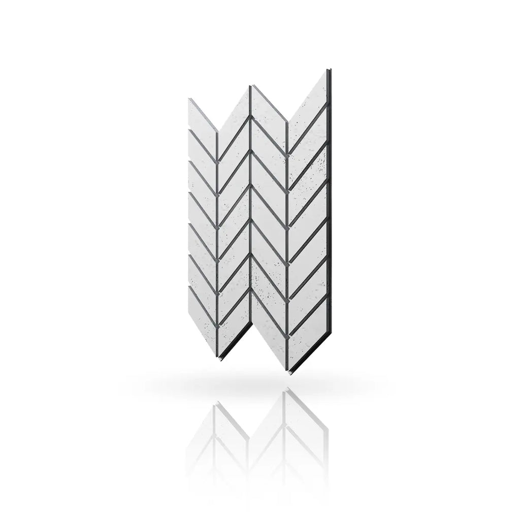 Concrete Cladding HERRINGBONE M Wall Panels Silver B0 colour on white background DecorMania.eu