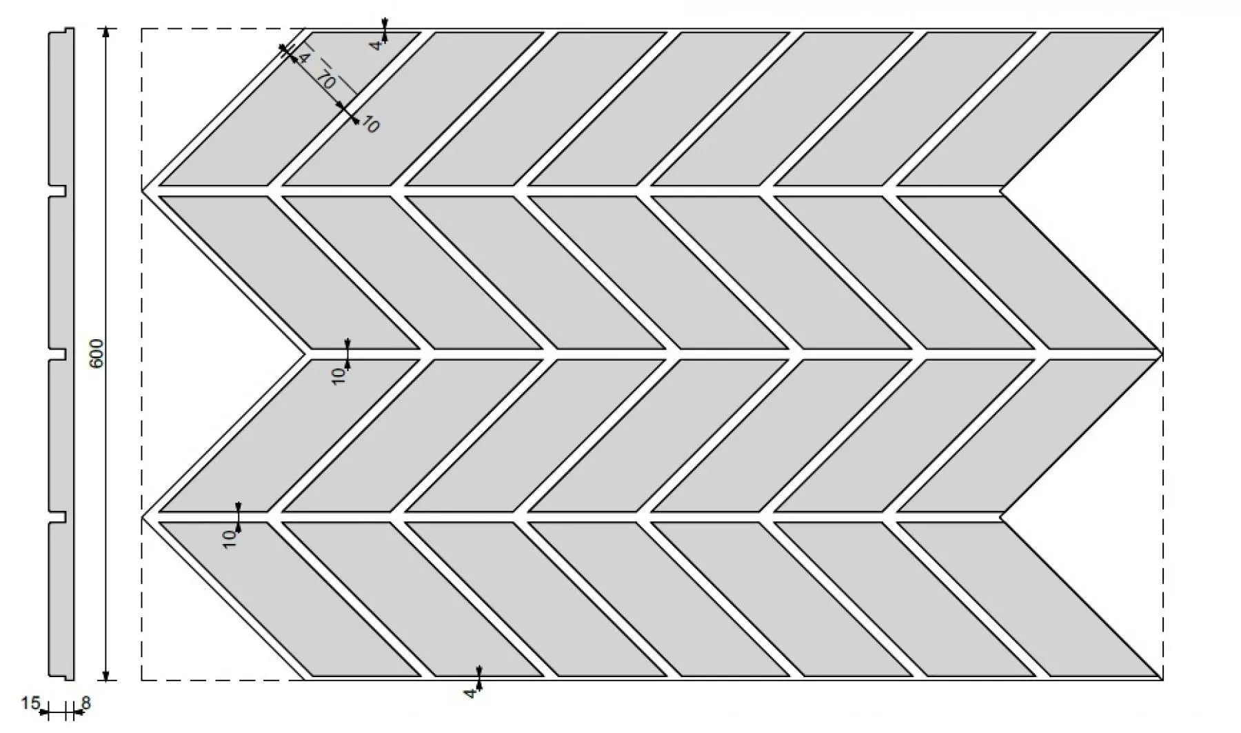 Concrete Cladding HERRINGBONE M Wall Panels dimensions DecorMania.eu