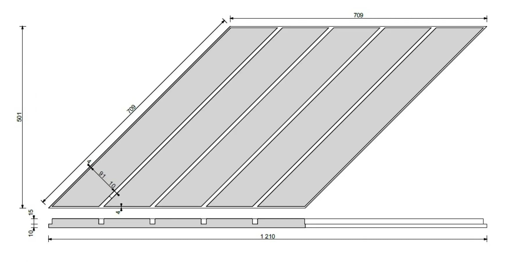 Concrete Cladding HERRINGBONE PART Wall Panels dimensions on white background DecorMania.eu