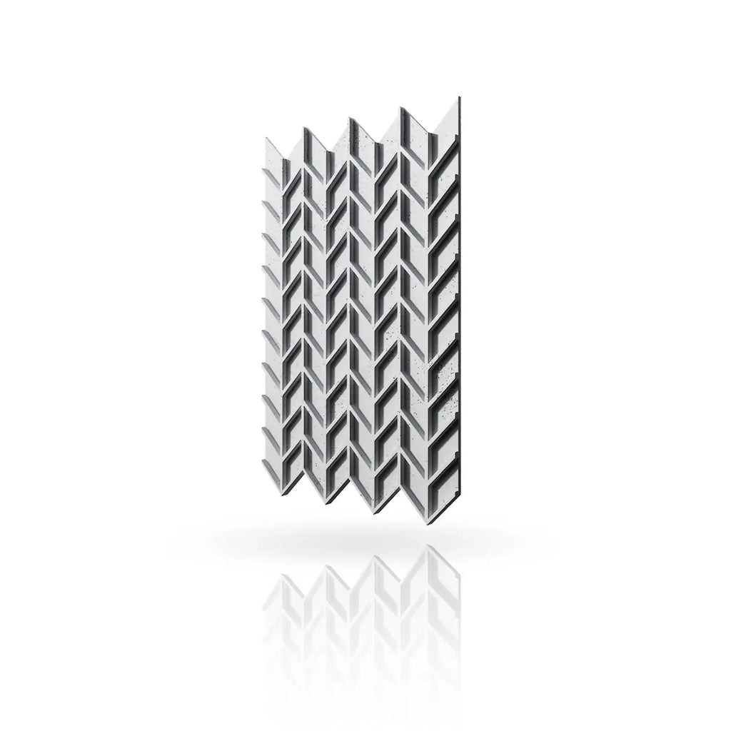 Concrete Cladding HERRINGBONE S REVERS Wall Panels Silver B0 colour on white background DecorMania.eu