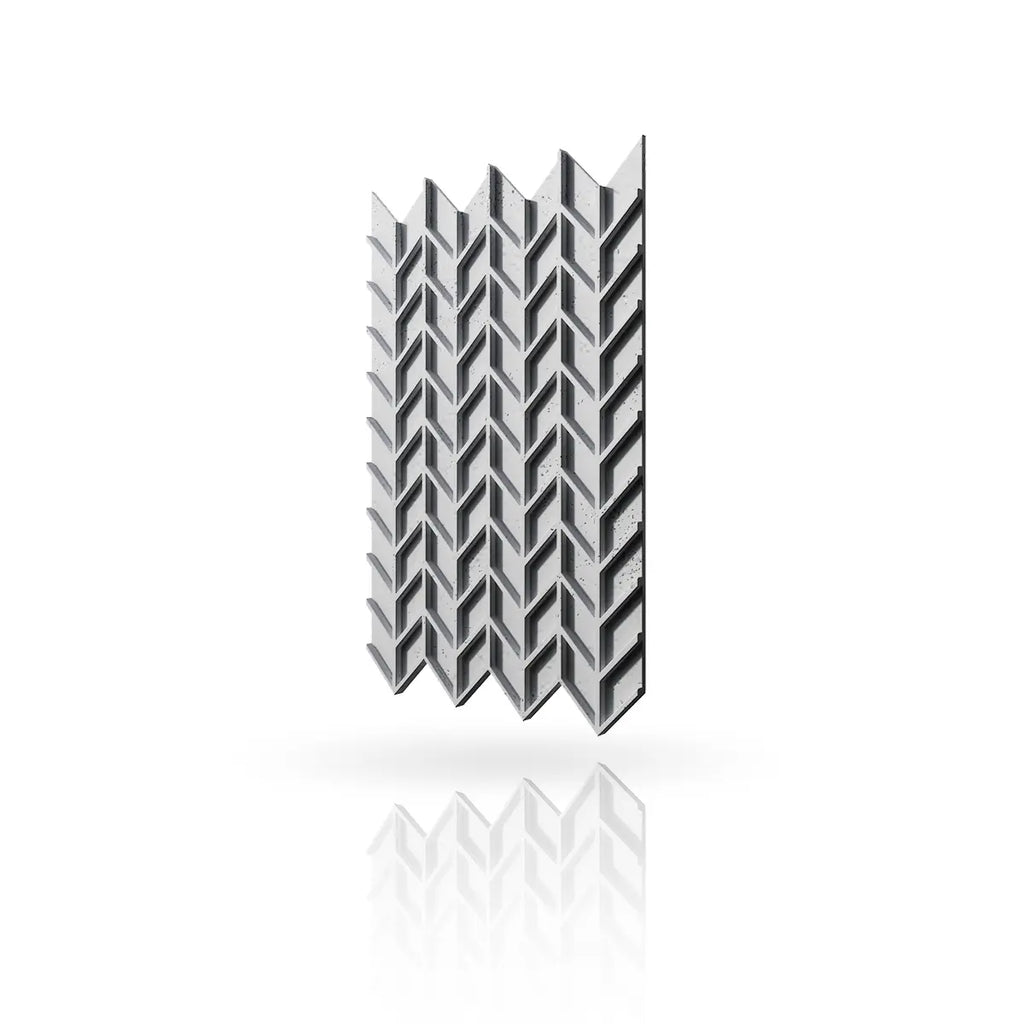 Concrete Cladding HERRINGBONE S REVERS Wall Panels B1 Light Grey colour on white background DecorMania.eu