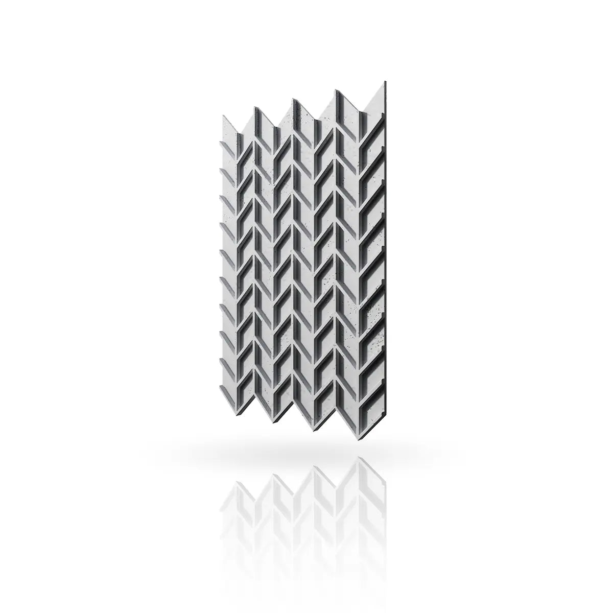 Concrete Cladding HERRINGBONE S REVERS Wall Panels B1 Light Grey colour on white background DecorMania.eu