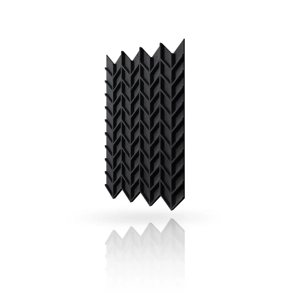 Concrete Cladding HERRINGBONE S REVERS Wall Panels Black B8 colour on white background DecorMania.eu