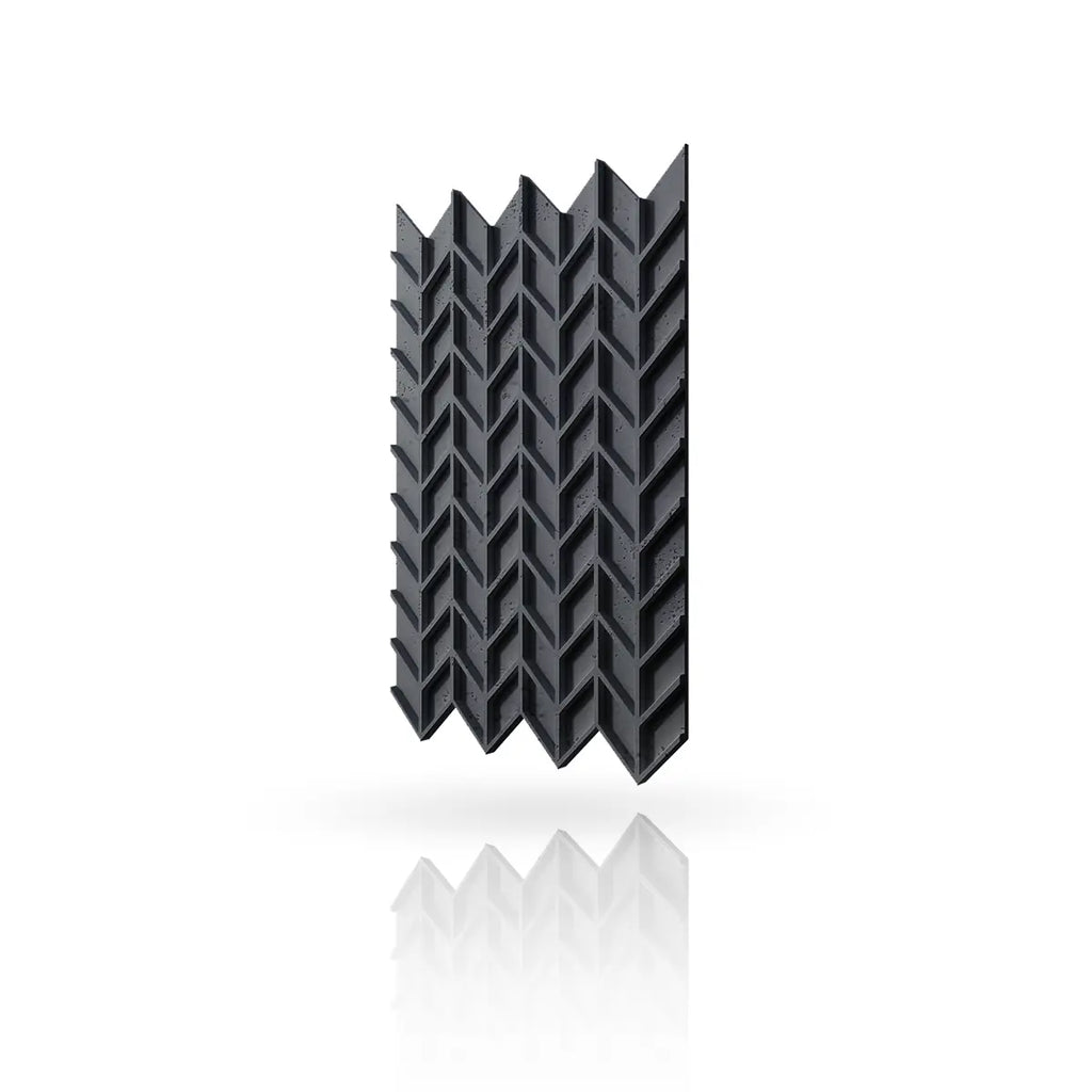 Concrete Cladding HERRINGBONE S REVERS Wall Panels Black B8 colour on white background DecorMania.eu