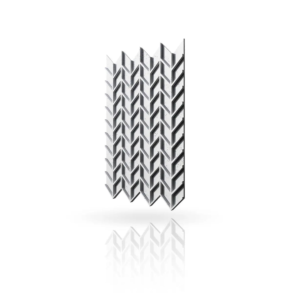 Concrete Cladding HERRINGBONE S REVERS Wall Panels White Bs colour on white background DecorMania.eu