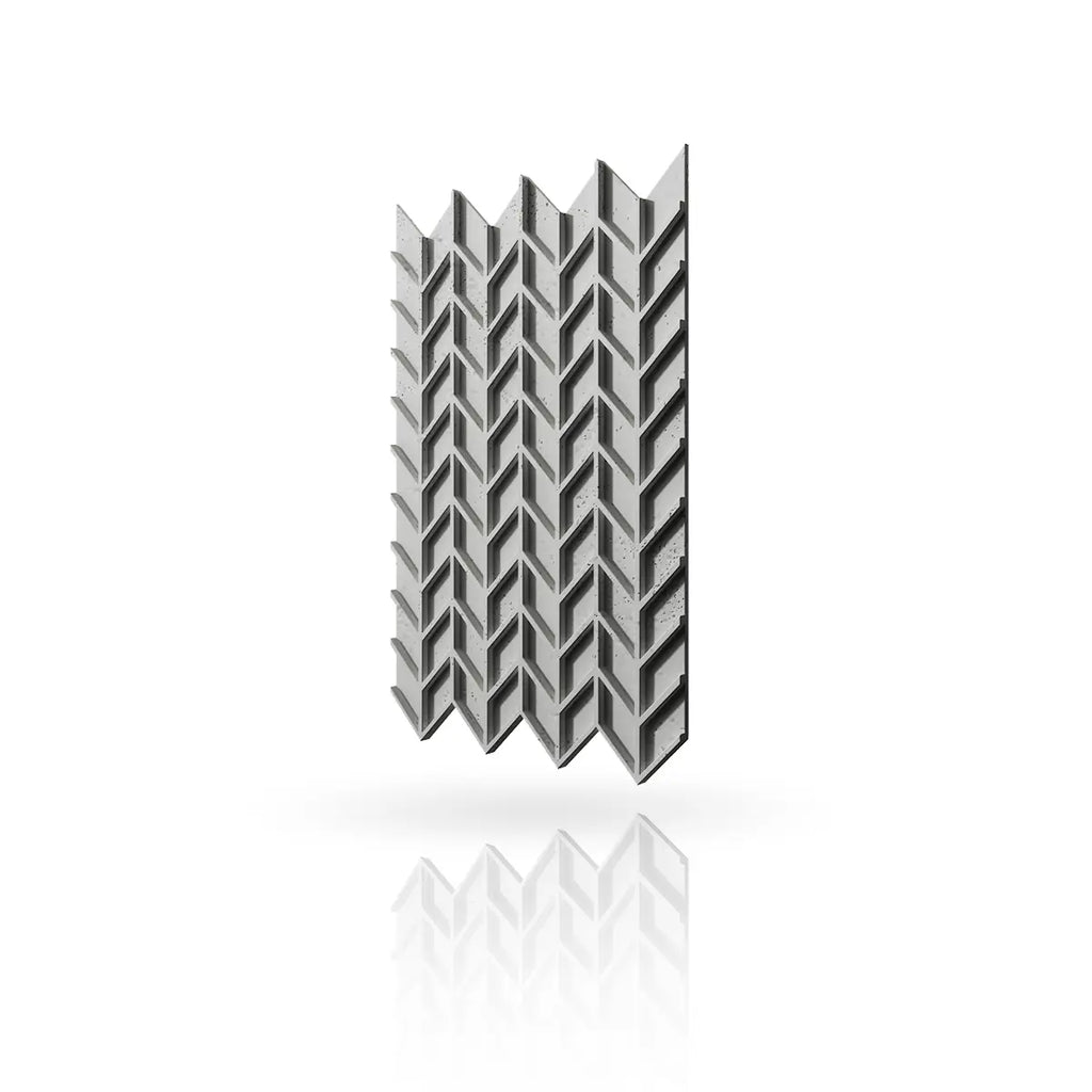Concrete Cladding HERRINGBONE S REVERS Wall Panels Grey S51 colour on white background DecorMania.eu